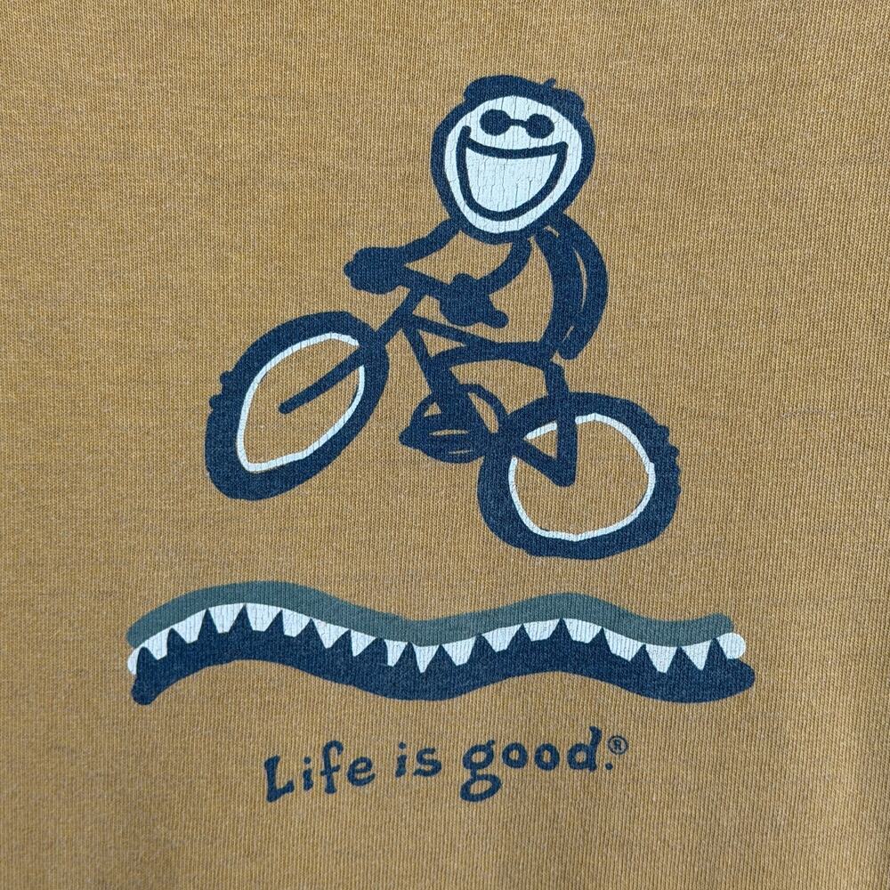 LIFE IS GOOD Shirt Mens XL Jake Biking Crew Neck Long Sleeve Cotton Yellow